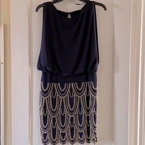 Betsy & Adam cocktail dress with gold beaded skirt